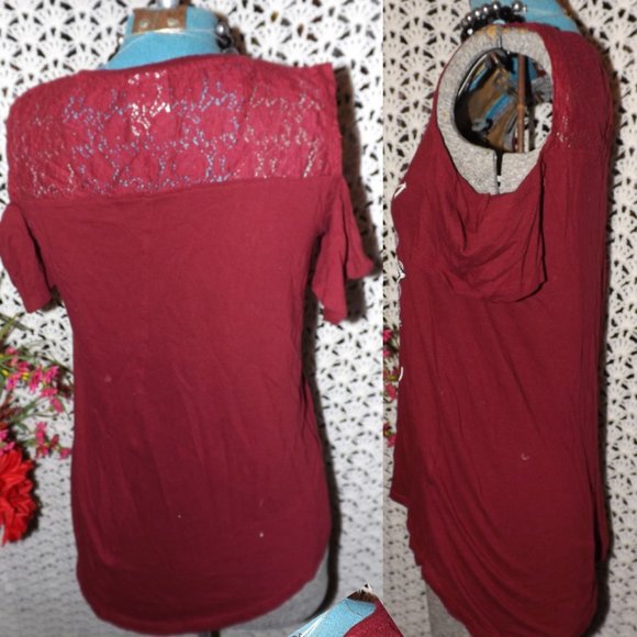 FREEZE Maroon Top Open Shoulder - Picture 3 of 5
